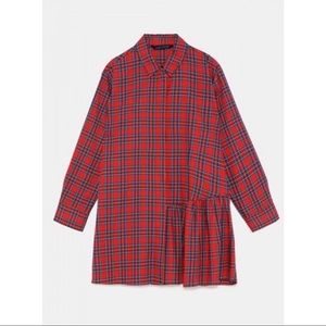 Zara plaid asymmetric tunic